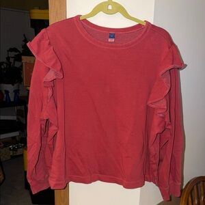 Women's Ruffled Red Dressy Sweatshirt